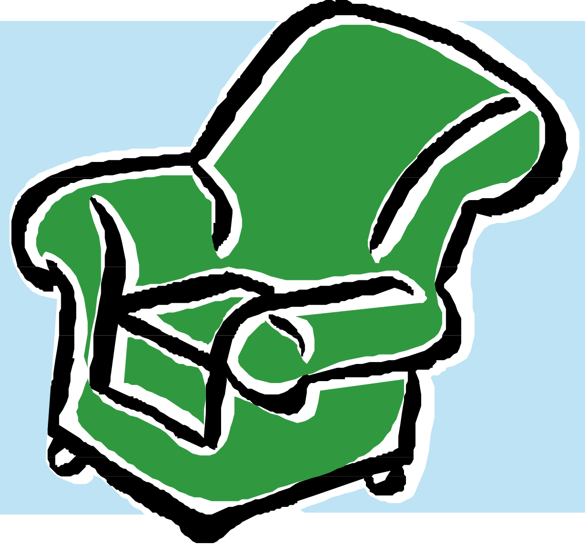 Green Chair with Black Outline Clipart for Creative Projects