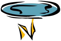 Blue and Yellow Umbrella Clipart Against Black Background