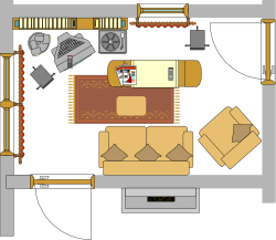 Cozy Living Room with Couch, Table, and Television Clipart