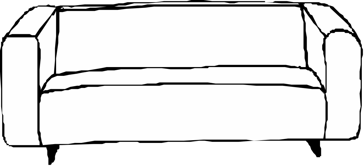 Stylish White Couch with Black Outline Clipart Design