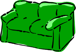 Green Couch Clipart with Black Background - Stylish and Modern
