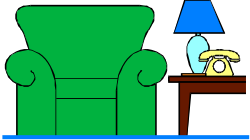 Green Chair with Table and Lamp Clipart for Home Decor