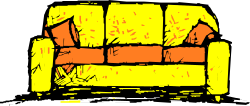 Yellow and Red Chair on Black Background - Eye-Catching Clipart