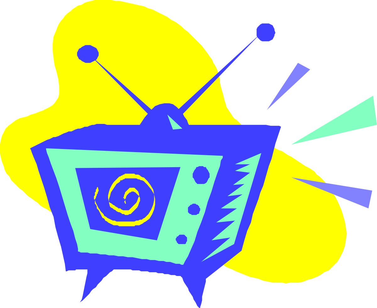 Vibrant Yellow and Blue Television Clipart for Your Projects