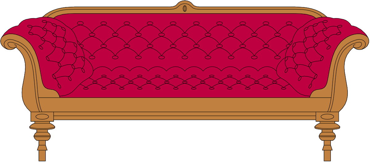 a couch with a red and brown pattern clip art png transparent Stylish Couch with Red and Brown Pattern Clipart