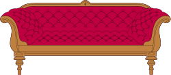 Stylish Couch with Red and Brown Pattern Clipart