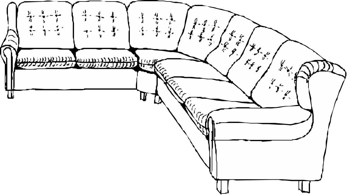 a couch with a sectional and a sectional clip art png transparent Sofa Outline: Stylish Sectional Couch Clipart for Home Decor